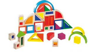 Színes fa építőkocka ablakokkal - GOKI