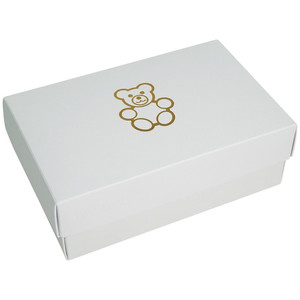 BUNTBOX ajándékdoboz fehér színben- gold teddy bear - arany kismackó mintával