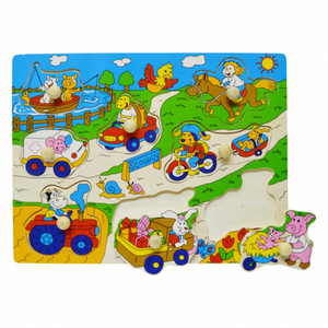 Farmos fogantyús puzzle - színes kirakó 1 éveseknek