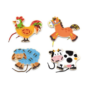 Fűzős lap - állatos - fa fűzős játék