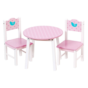 Fa játék babaasztal székekkel - rózsaszín  játék bababútor