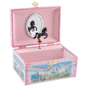 Zenélő ékszerdoboz - tükörrel, lovas