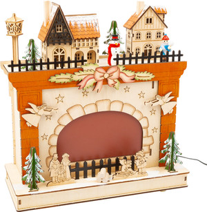 Világító adventi dísz - Kandalló - Small Foot karácsonyi dekoráció fából