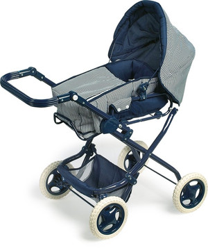 Fém vázas játék babakocsi 3 in 1 kék színben - lapra csukható - Small Foot