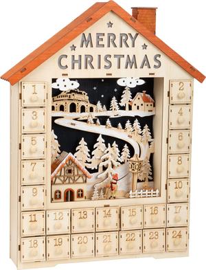Fa Adventi naptár Merry Christmas világító adventi kalendárium